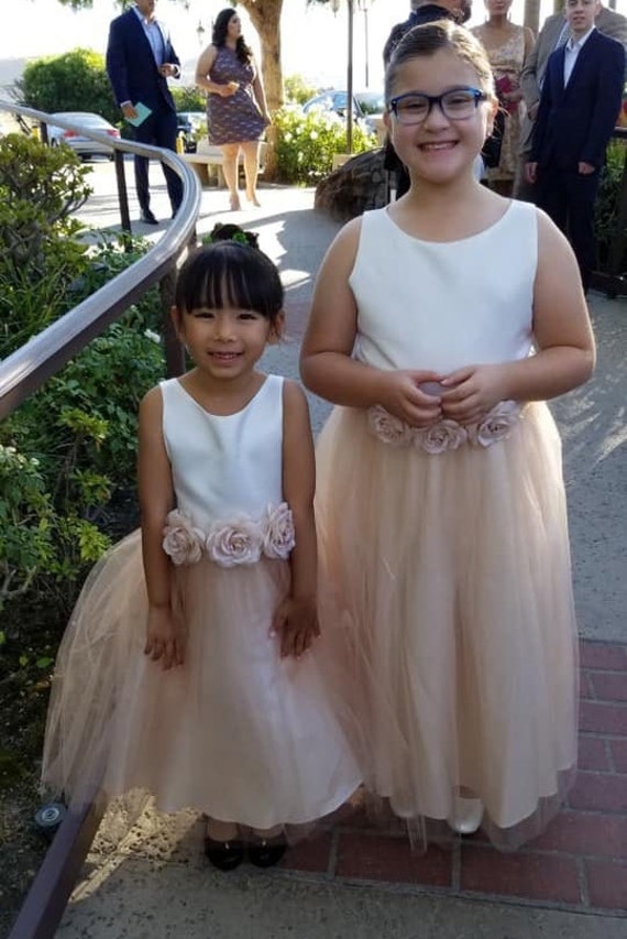 Tulle Overlay Flower Girl Dress With Pin On Silk Flowers Etsy