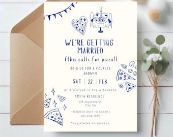 Pizza Couples Shower Invitation | Joint Wedding Shower Invite | Pizza Party | Editable Digital Template | Coed