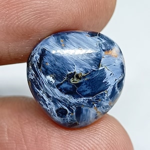 Natürlicher Blauer Pietersit Cabochon / Erstklassige Qualität Schöner Pietersit Edelstein / Für Schmuck / Ausgefallene Form / 13.91x13.63 mm / Lose Edelstein