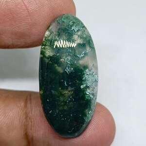 Natural Moss Agate Cabochon/Top Grade Quality Beautiful Moss Agate Gemstone/ For Jewelry /Moss Agate Oval Shape/14.98x31.20mm/Loose Gemstone