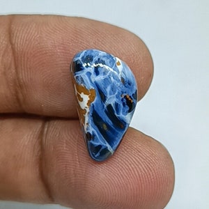 Natürlicher Blauer Pietersit Cabochon / Erstklassige Qualität Schöner Pietersit Edelstein / Für Schmuck / Ausgefallene Form / 9.80x17.55 mm / Lose Edelstein