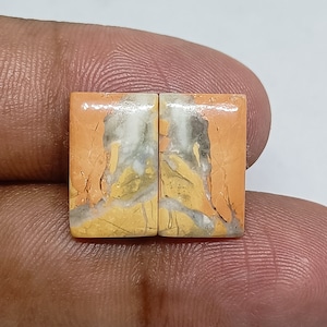 Natural Maligano Jasper Pair/ Top Grade Quality Beautiful Maligano Jasper Gemstone/ For Jewelery/Rectangle Shape/8.80x14.50mm/Loose Gemstone