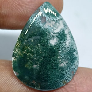 Natural Moss Agate Cabochon/Top Grade Quality Beautiful Moss Agate Gemstone/For Jewellry /Moss Agate Pear Shape/21.32x28.43mm/Loose Gemstone