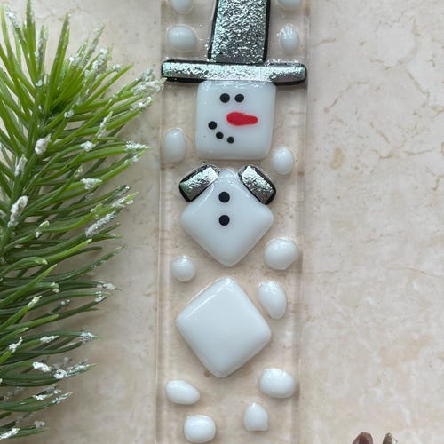 Snowman Ornament Fused Glass