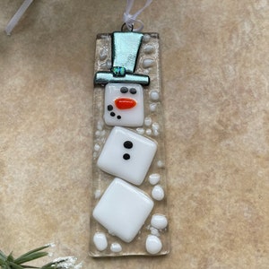 Fused Glass Snowman Ornament