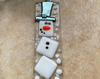 Fused Glass Snowman Ornament