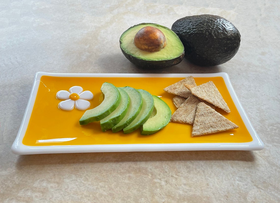 Fused Glass Daisy Serving Tray Etsy