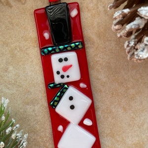 Snowman Ornament Fused Glass