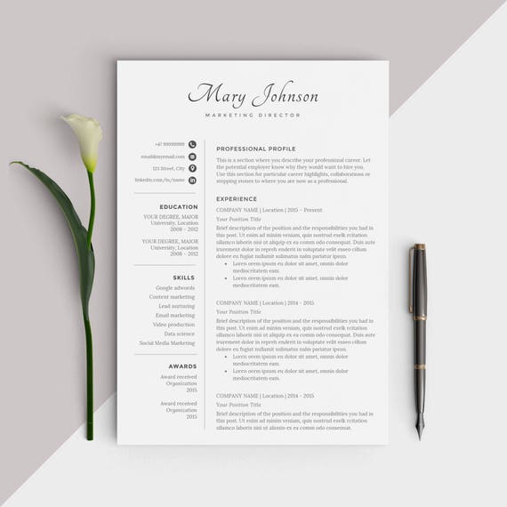 professional resume template modern cv design easy instant etsy look of modern resume