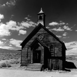 Church, Bodie CA - This is a black & white photograph, taken with a large format camera using film, all processing done in a wet darkroom