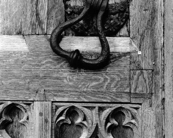 Door, Cloister, Exeter England - Black & White photograph, taken with a large format camera, all processing done in a wet darkroom