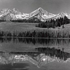 Little Redfish Lake, Sawtooth Mtns, ID - Black and White photograph, Large Format Camera, Processed in a wet darkroom