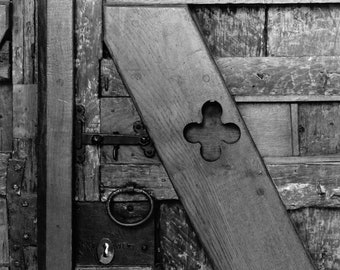 Door, Chapter House, Exeter England - black and white photograph, taken with a large format camera, all processing done in a wet darkroom