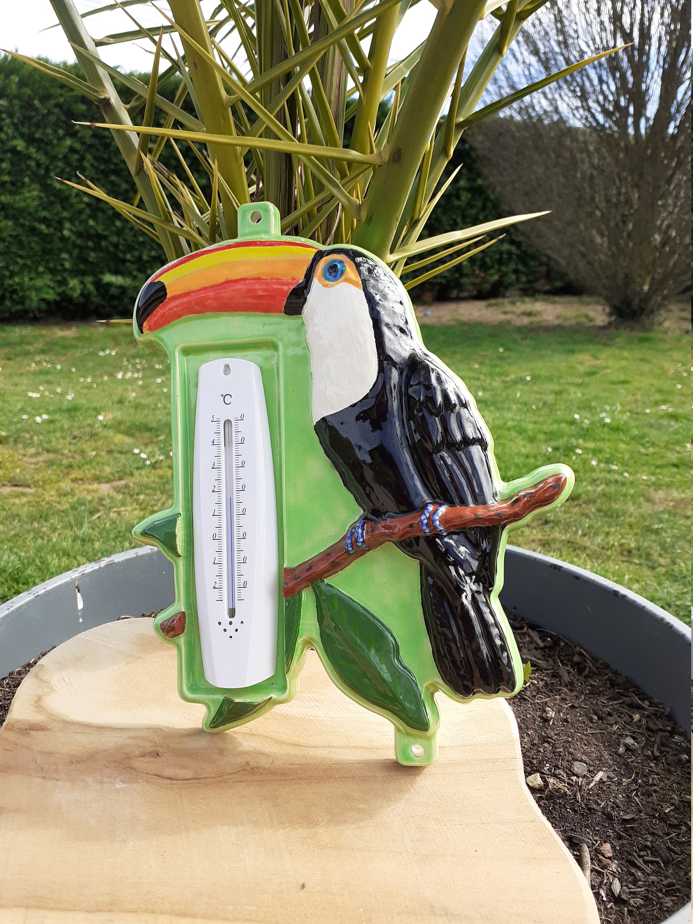Toucan Thermometer, Toucan, Tropical Decor, Home Bird Garden Kitchen Outdoor Terrace
