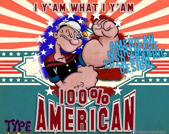 Popeye patriotische Popeye amerikanischen Grunge Design- Transfer - digitales Bild Png sofortiger Download für Sublimation