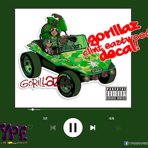 gorillaz geep decal- clint eastwood jeep - Bonesy - Skull -noodle - 2-D - Russel - Murdoc