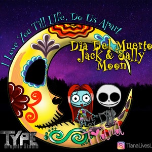 Jack & Sally Moon Diseño gráfico- transferencia -Imagen digital png descarga instantánea para sublimación
