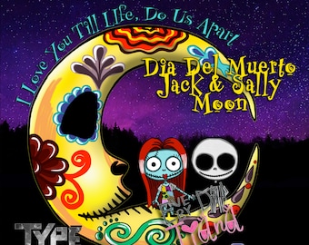 Jack & Sally Moon Graphic design- transfert -Image numérique png téléchargement instantané pour sublimation