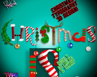 Weihnachten Typografie Grafikdesign - Sublimationsdruck- Transfer Print On Demand-