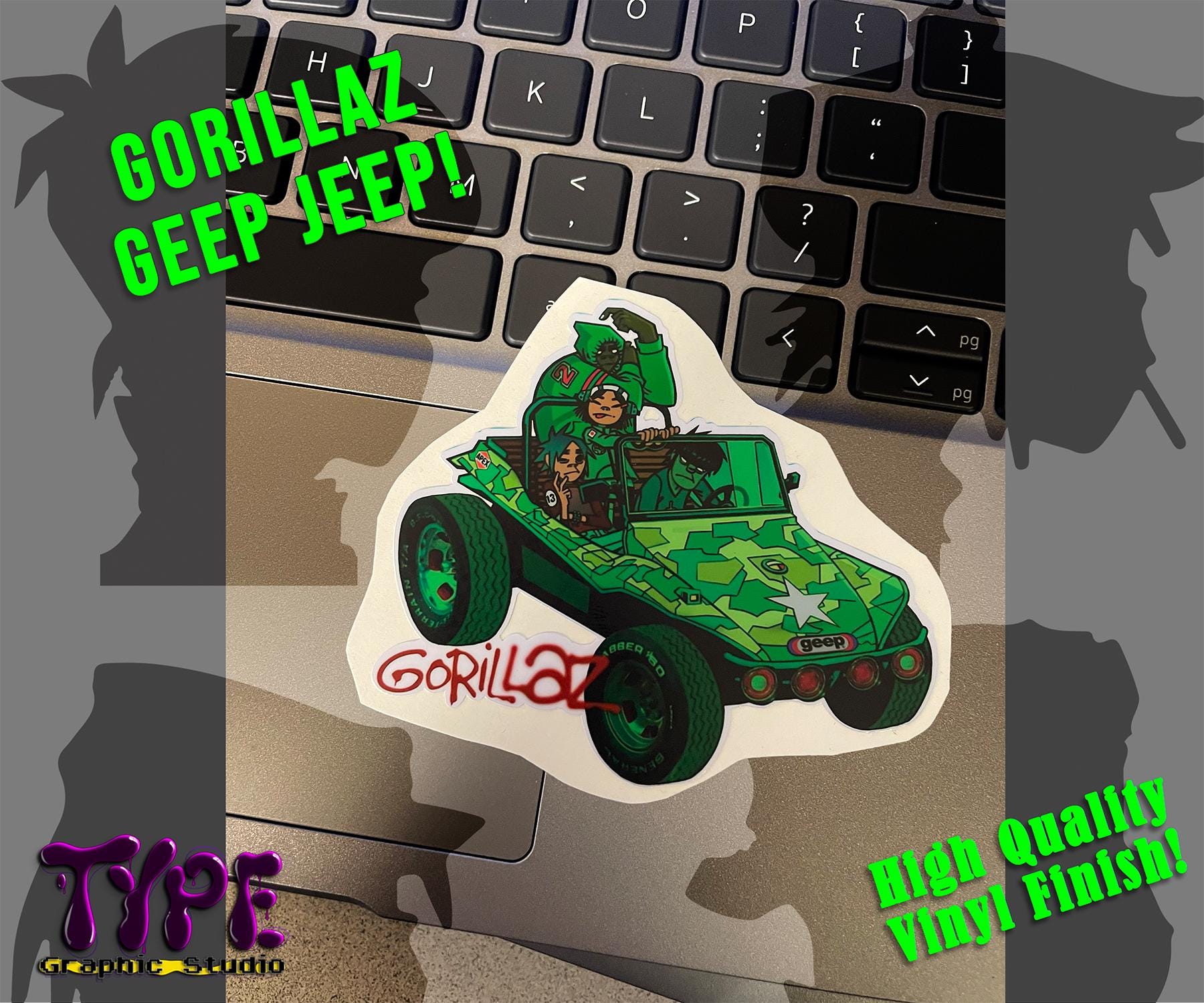 Gorillaz Geep Decal- Clint Eastwood Jeep - Bonesy - Skull -noodle