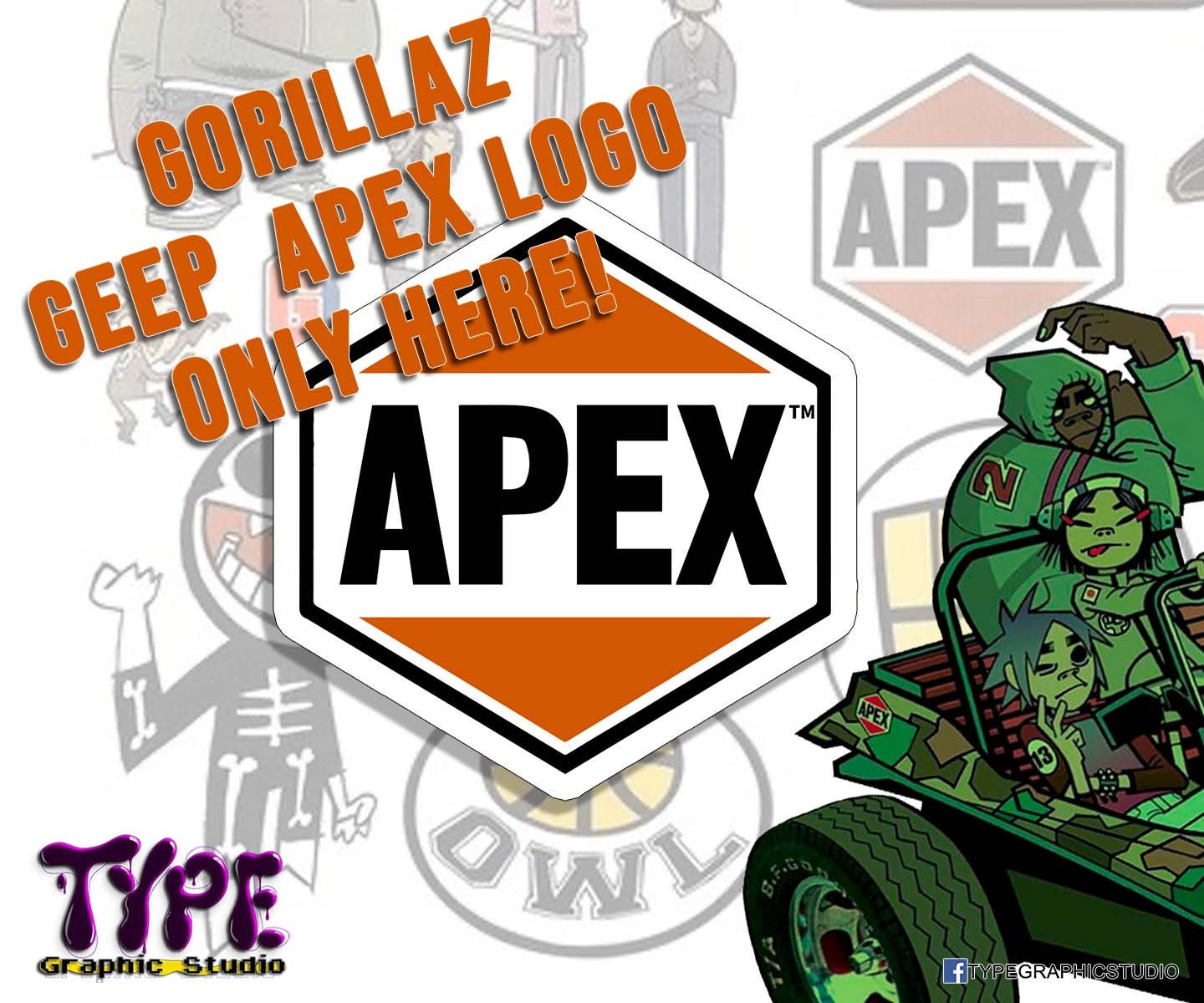 Gorillaz Decal- Apex Gorillaz Rusell Decal - Geep - Noodle - 2-D