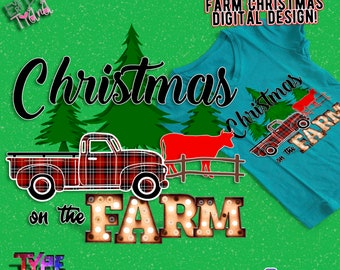 Weihnachten auf dem Bauernhof Grafikdesign - Sublimationsdruck- Transfer Print On Demand-