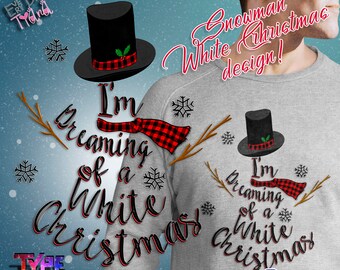 Dreaming of a white Christmas Grafikdesign - Sublimationsdruck- Transfer Print On Demand-