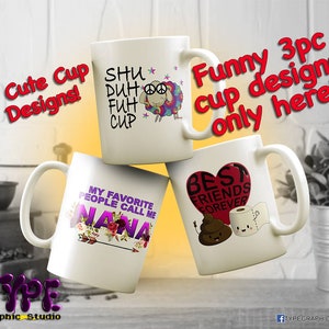 Lindos diseños divertidos de tazas y tazas- sublimación gráfica - sublimación png - diseños de sublimación de tazas