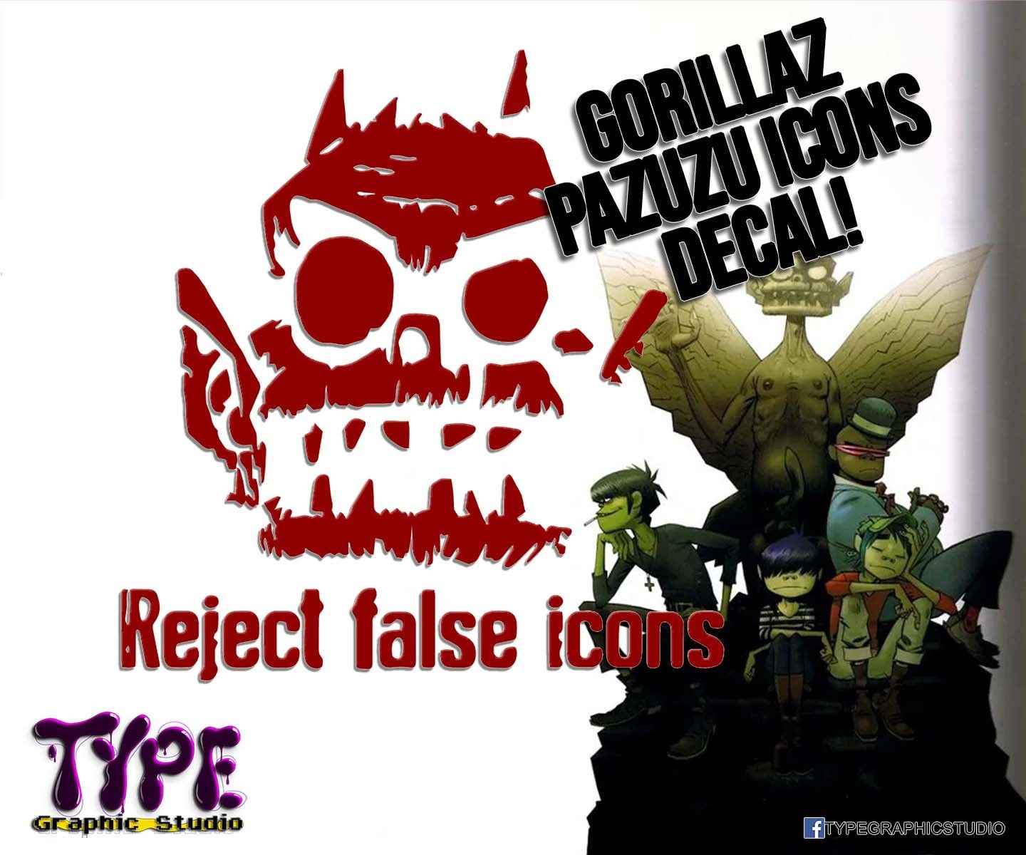 Choose Pazuzu False Icons 2 Decal Gorillaz Decal Bonesy - Etsy Sweden
