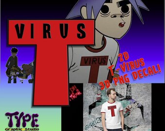 Gorillaz 2D T virus Graphic - 3d png Decal