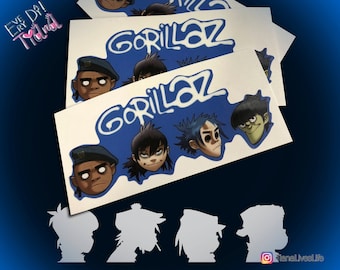 Gorillaz band Sticker- gorillas rusell decal - gorillas - noodle - 2-D - Russel - Murdoc