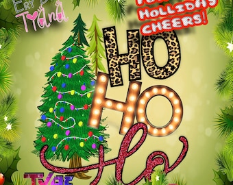 Ho Ho Ho - Weihnachtsbaum karierten Sublimation Transfer oder Print & Schnitt Design-PNG-300 DPI - sofortiger Download