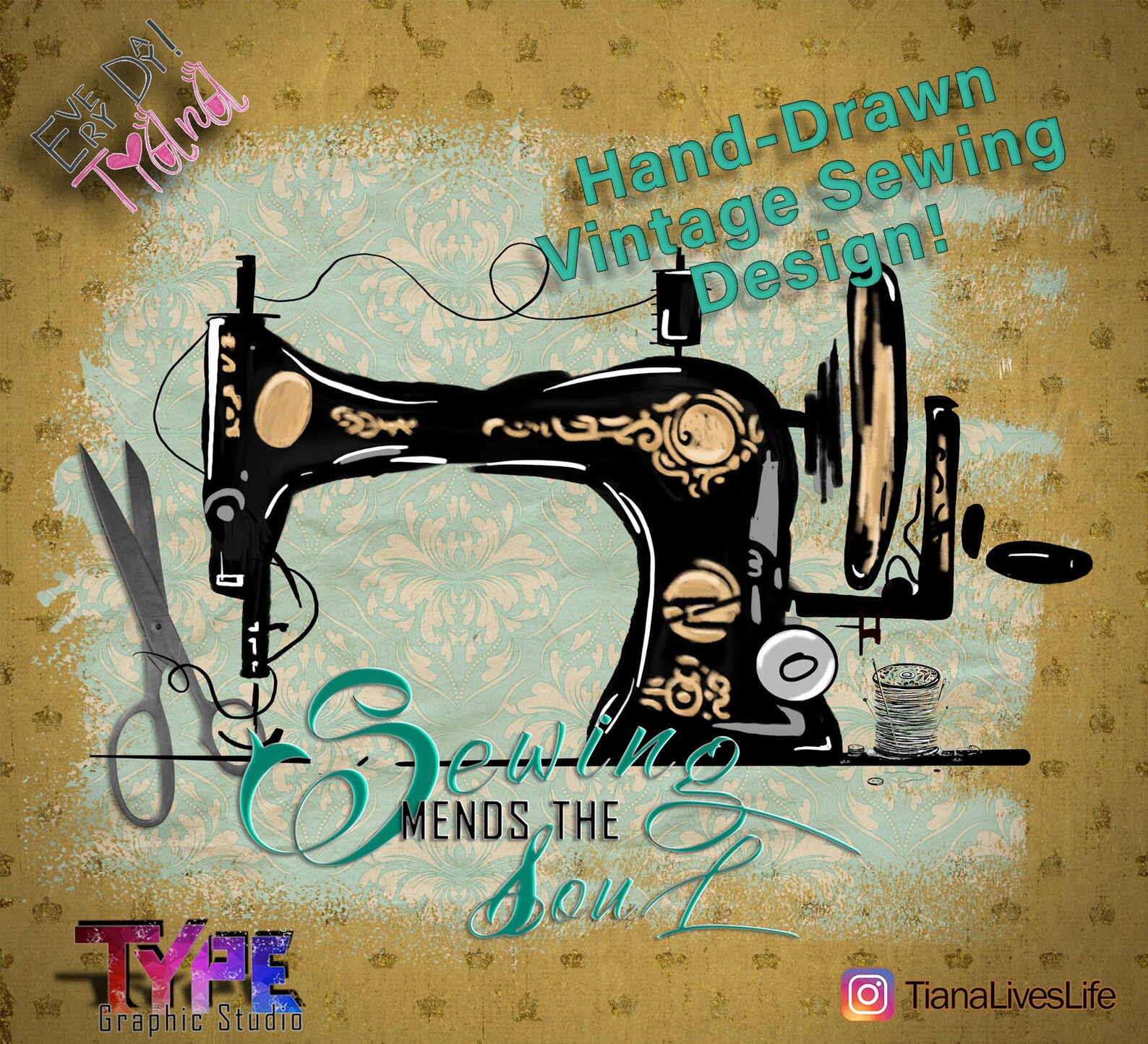 Sewing Quote Machine Vintage PNG Instant Download Etsy