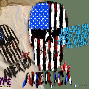 American flag nightmare grunge design- transfer -Digital image png instant download for sublimation