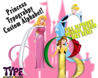 Princess Typografie Alphabet Lettering - Disney- Charaktere