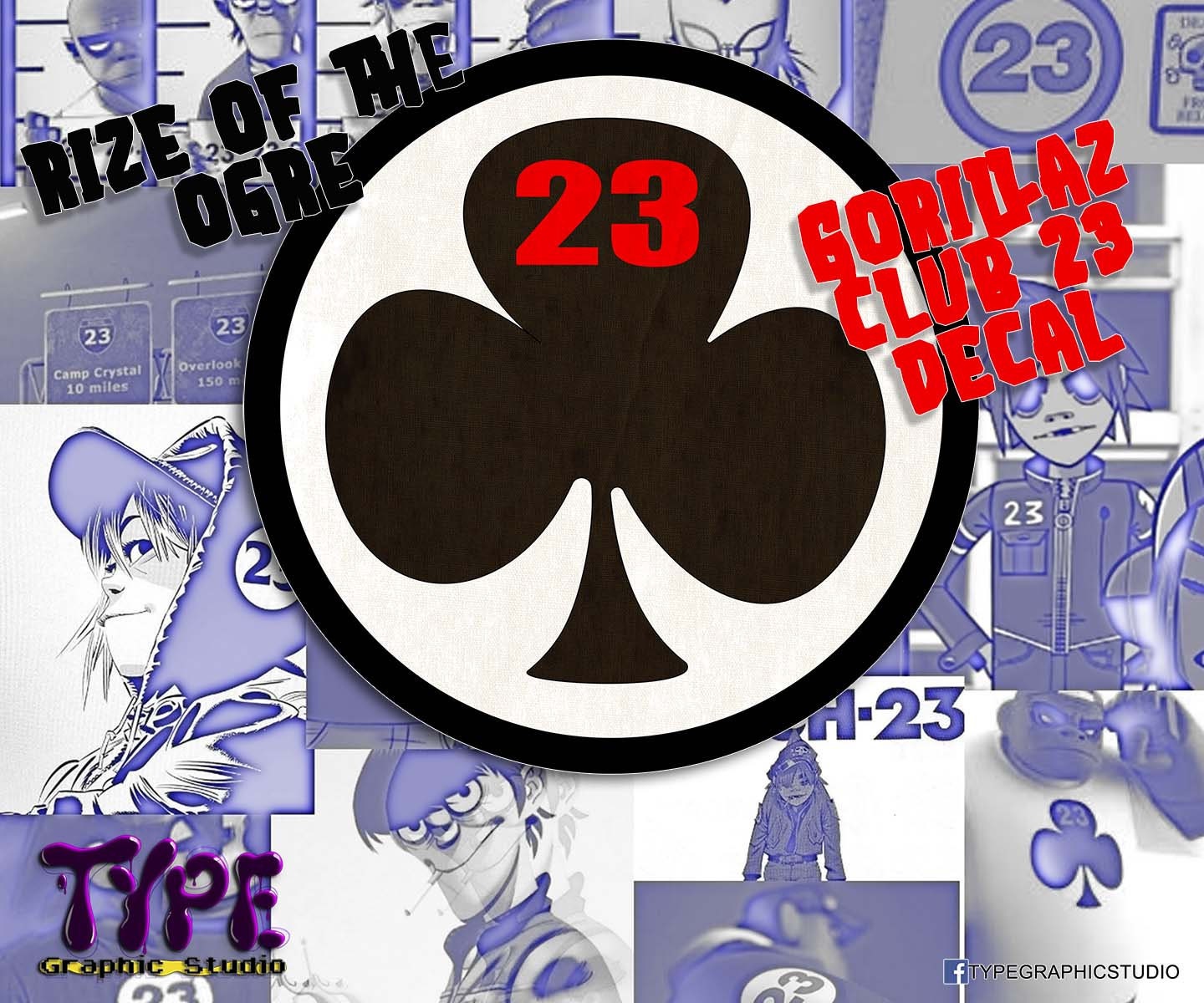 Calcomanía de Gorillaz: calcomanía de Russell Ogre del Club 23 Rise Geep  Noodle 2-D Russel Murdoc