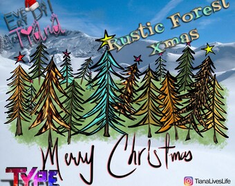 Bunte Wald-Design-Sublimation benutzerdefinierte sag- Weihnachten Design-t-Shirt-Kunstwerk