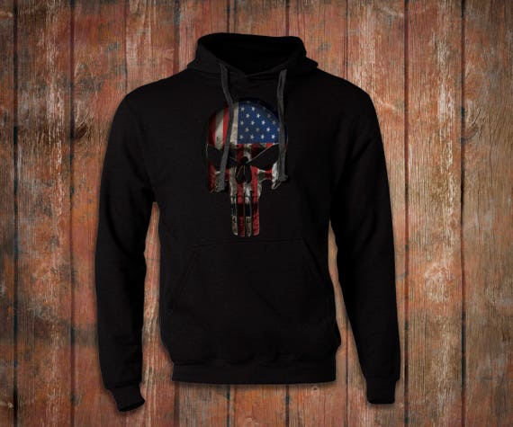 Punisher Hoodie American Flag Etsy