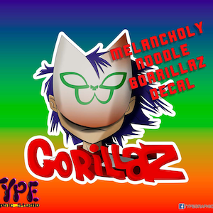 Gorillaz Noodle Melancholy Hill- gorillaz decal - Bonesy - Skull -noodle - 2-D - Russel - Murdoc