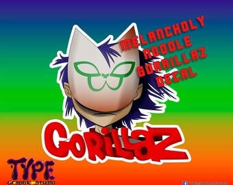 Gorillaz Noodle Melancholy Hill- Gorillaz Decal - Bonesy - Skull