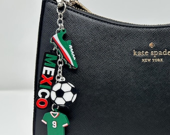 Soccer World Cup Bag Charm | MULTIPLE OPTIONS USA, Mexico, Argentina, Brazil, Colombia, Ecuador, France, England, Portugal