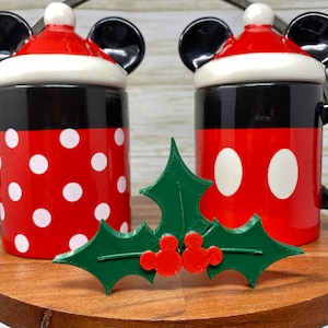 Mickey Holly Tiered Tray Trinket (Disney Tiered Tray Decor, Christmas, Holidays, 3D Printed, Home Decor, Mickey Mouse, Fa La La, Festive)