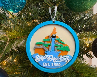 Splash Coaster (Splash Mountain-inspired Handmade 3D Printed Disney Ride Christmas Ornament, Brer Bear, Brer Rabbit, Classic Disney)