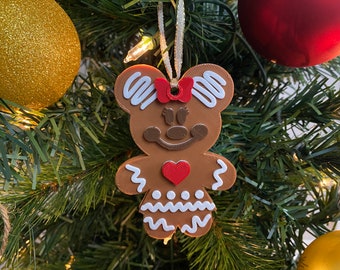 Gingerbread Minnie Enchanted Ornament (Handmade 3D Printed Disney Christmas Ornament, Disney Snacks, Disney Cookie Holidays, Gift Idea)