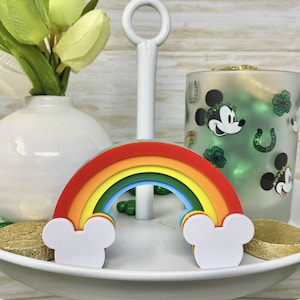 Magical Mouse Rainbow Tiered Tray Trinket (Tiered Tray Decor, St Patrick&#39;s Day, Pride, 3D Printed, Home Decor, Shelf Sitter)