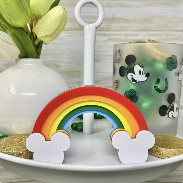 Magical Mouse Rainbow Tiered Tray Trinket (Disney Tiered Tray Decor, St Patrick's Day, Pride, 3D Printed, Home Decor, Shelf Sitter)