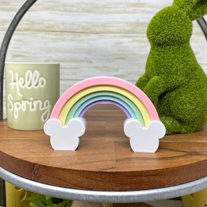PASTEL Magical Mouse Rainbow Tiered Tray Trinket (Disney Tiered Tray Decor, Easter, Pride, 3D Printed, Home Decor, Shelf Sitter, Spring)