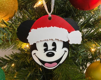 Santa Mickey Mouse Enchanted Ornament (Handmade 3D Printed Disney Christmas Ornament, Santa Claus. Holiday Ornament, Christmas Tree)