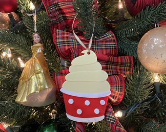 Minnie Dole Whip Enchanted Ornament (Disney Snack-Inspired 3D Printed Christmas Ornament, Mickey Ice Cream, Mickey Waffle, Mickey Pretzel)