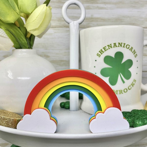 Over the Rainbow Tiered Tray Trinket (Tiered Tray Decor, St Patrick's Day Decoration, Pride, 3D Printed, Home Decor, Shelf Sitter)